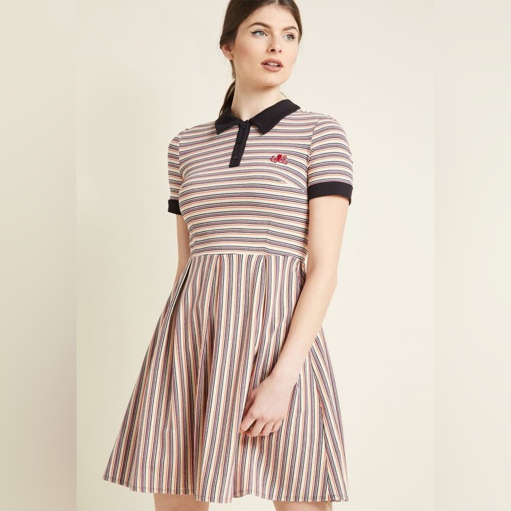 ModCloth Quirk Striped Polo Shirt Dress Medium